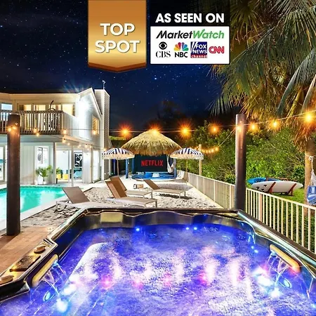 Beachfront Oasis W Htd Pool Cinema Game-Room Tiki